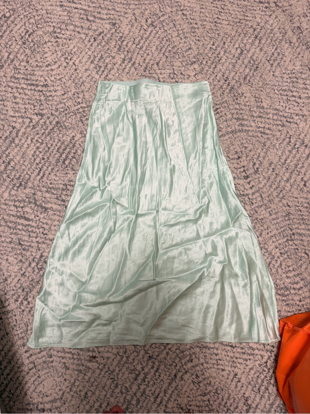 Aritzia Babaton Satin A-Line Midi Skirt in Pale Mint